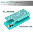 thumbnail image 5 of Cute Protective Phone Cover Case For Apple iPhone 11 Pro Case with [Tempered Glass Screen Protector] Girls Women Dual Layer Heavy Duty -Glitter Teal, 5 of 7