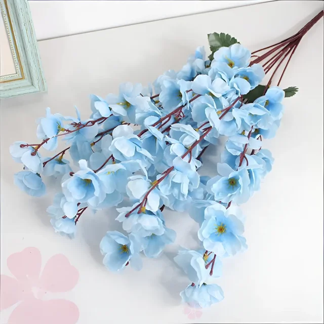 4 paquetes de cerezos en flor artificiales, 36 ramas cada uno, realistas y listos para decorar,Azul claro
