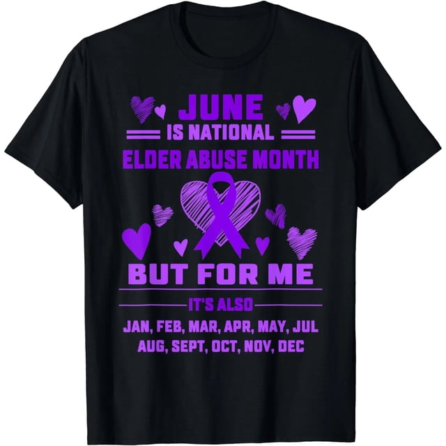Camiseta de Mujer con Corazón y Listón - Junio Mes Nacional de la Concientización sobre el Abuso a Adultos Mayores