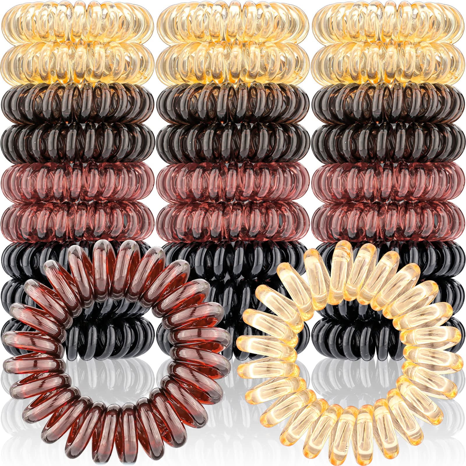 KANPRINCESS 27 PCS Spiral Hair Ties,No Crease Coil Hair Ties, Phone