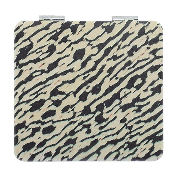 Unique Bargains 1 Pc Rectangle Folding Makeup Mirror for Travel Vacation Khaki PU Stainless Steel Glass