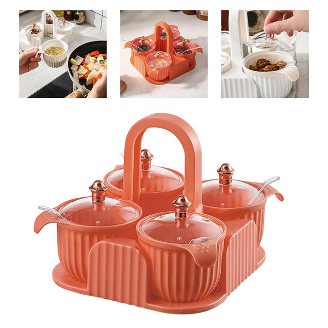 Condiment Jar Integrated Jars Spice Container for Pepper Sugar Orange