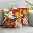 thumbnail image 3 of nygtbtfer  Pillow Orange Floral Decorative Pillows Soft Velvet Cushion Cases for Couch Sofa Bed Home Decor Set of 2 White, 3 of 7