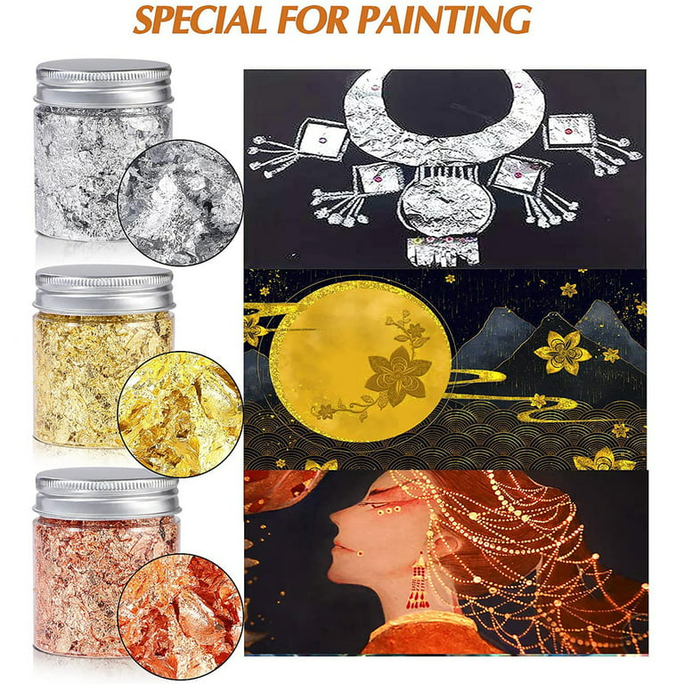 Gold Flakes Gold Foil Gold Foil Flakes Gold Leaf Multipurpose Resin Crafts  Making Accessories Home Decoration Shiny Gold Plating Gold Foil 