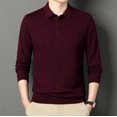 thumbnail image 2 of Suéter de punto de lana pura de nueva moda para hombres | Camisa polo con solapa Suéter de golf clásico de color sólido, 2 of 5