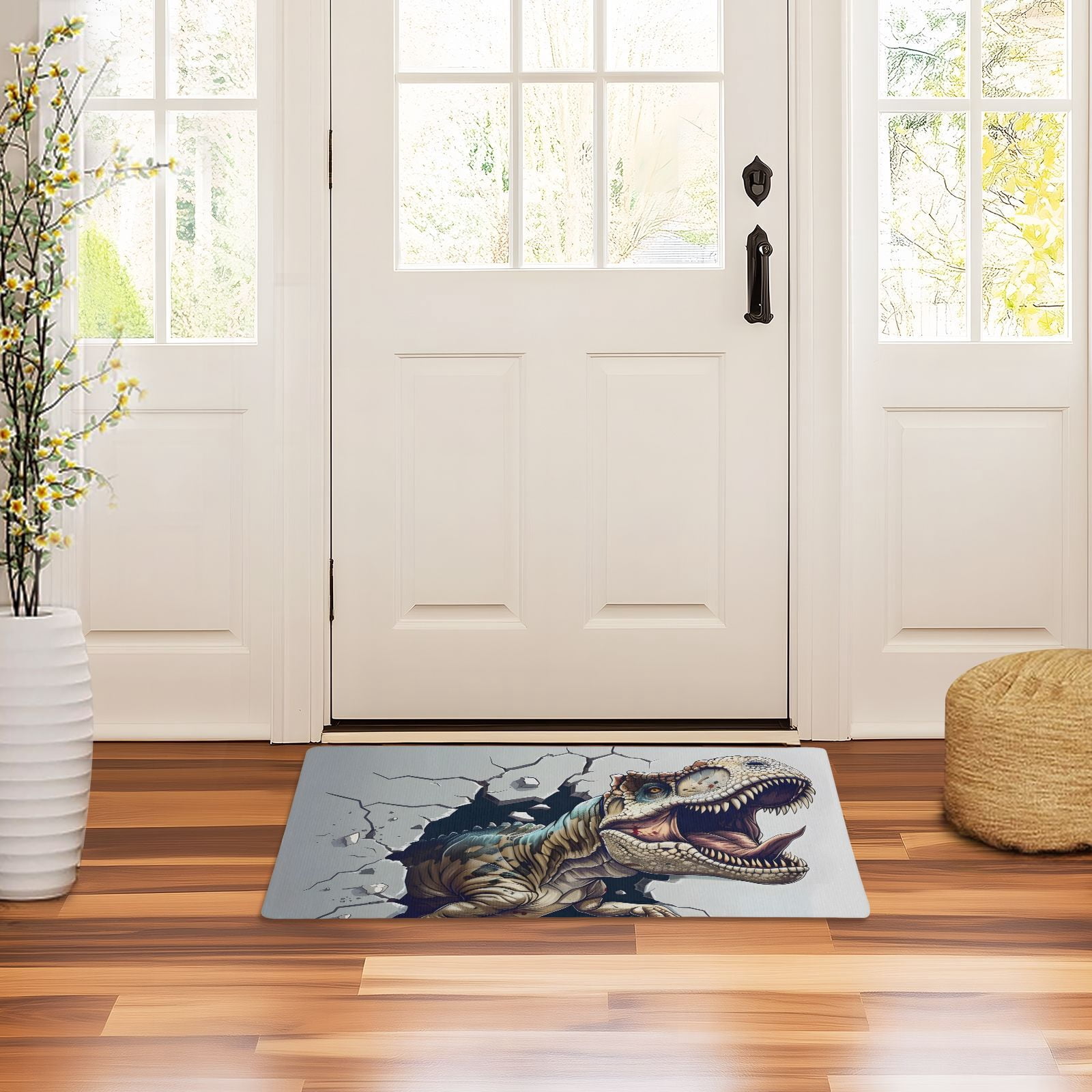 JSTEL 3d T-rex Dinosaur Dino Front Door Mat Outside Entrance 32x20 Inch Doormat for Outdoor Indoor Washable Non Slip Floor Mats