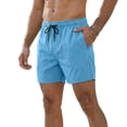 thumbnail image 4 of Domuza Men's Linerless Workout Shorts Lightweight for Running Sports Athletic Gym with Pockets Sky Blue 2XL, 4 of 5