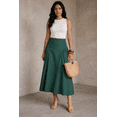 thumbnail image 4 of Moomaya Women’s 100% Cotton Midi Skirt | High Waist Panelled A-Line Flared Skirt with Side Gathers | Soft Breathable Summer Casual Wear, 4 of 5