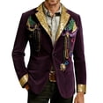 thumbnail image 4 of Ceisia Men's Carnival Print Corduroy Blazer Single Breasted Pocket Casual Party Dress Coat Multicolor M Gifts, 4 of 5