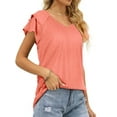 thumbnail image 3 of Womens Summer Tops Ruffle Short Sleeve V Neck T-Shirts Casual Loose Fit, 3 of 6