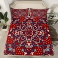 thumbnail image 2 of Vintage Boho Flower Fitted Sheet Queen Bohemian Paisley Bed Sheets Exotic Tribal Floral Sheet Set Women Retro Rustic Farmhouse Floral Bedding Set Red Blue 2 Pillow Cases, 2 of 5