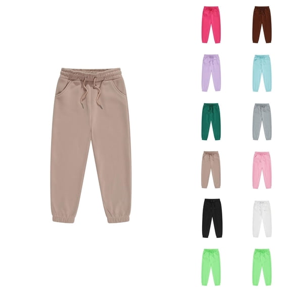 Boys Girls Sweatpants 2025 Casual Drawstring Elastic Waist Solid Color Joggers with Pockets Kids Sweat Pants
