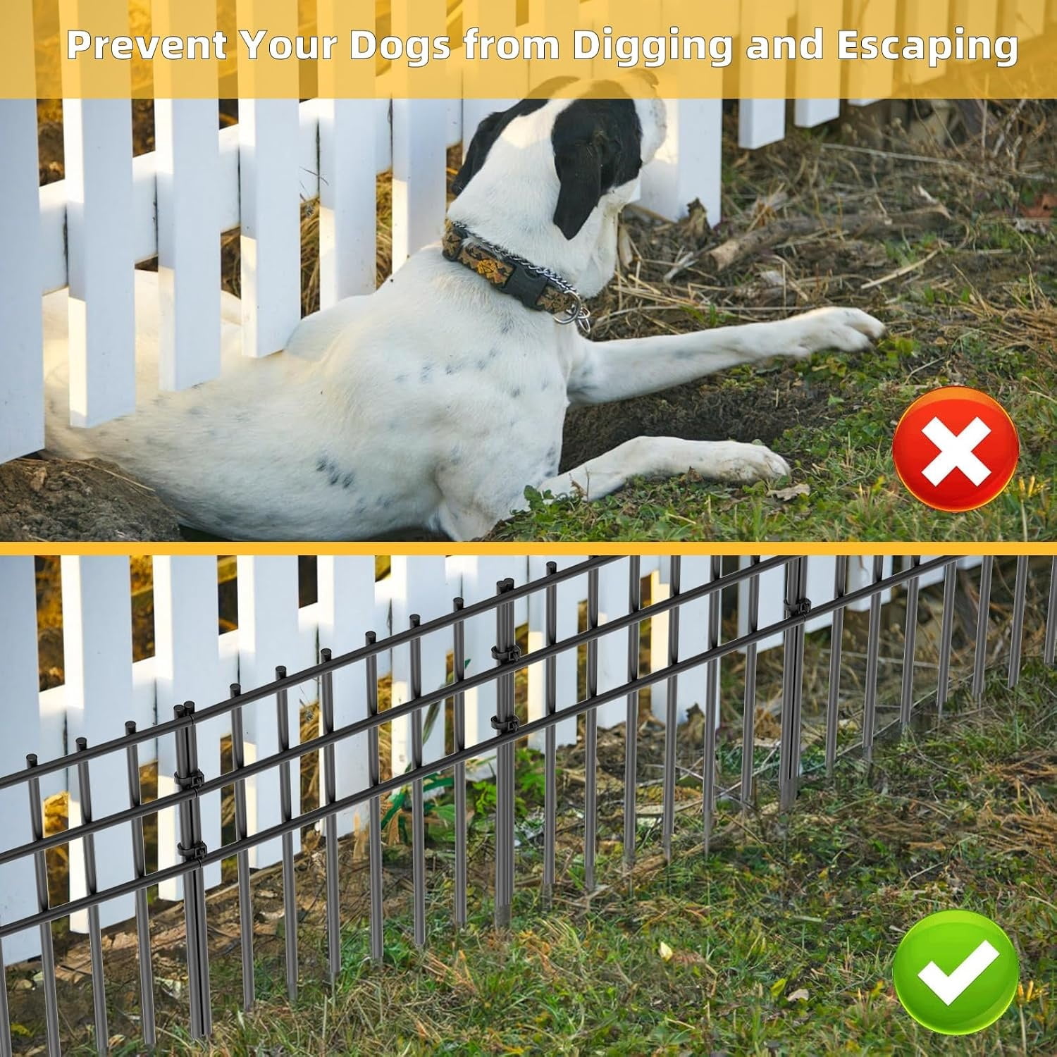 25 Pack Garden Animal Barrier Fence, 17in (H) X 27ft (L) No Dig Fence, Metal Garden Fencing Bordere, Decorative Fencing Panel for Dog Rabbits Ground Stakes Defense and Outdoor Patio