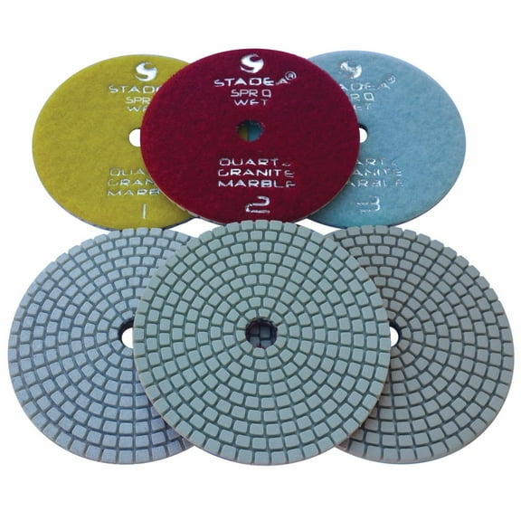 Stadea Diamond Polishing Pad Three 3-Step Wet Dry 5" Step 1 Pad For Granite Quartz Polishing