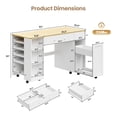 thumbnail image 3 of Advwin Rolling Sewing Craft Table with Storage, Pull-Out Cabinet & Large Drawer, Sewing Desk with Locking Wheels for Home Studio, White+Wood, 3 of 13