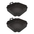 thumbnail image 2 of Bandeja De Hornear 2 uds cesta de freidora de aire herramientas de bandeja de horno cuadrada de silicona de repuesto (negro) Likrtyny Libre de BPA, 2 of 9