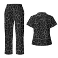 thumbnail image 2 of Yspwyqan Black Leopard Print Scrubs for Women Set, 2 Piece V-Neck Short Sleeve Scrub Top & Straight Leg Pants, Stretchy Breathable Lightweight Workwear with 6 Pockets for Nurse, Size S, 2 of 7