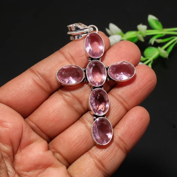 Pink Kunzite Oval Shape Gemstone Handmade Anniversary Gift Pendant Jewelry 3.20"