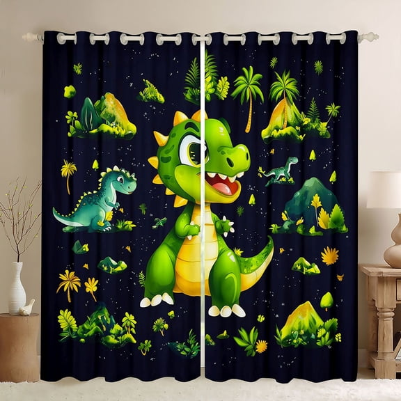 Castle Fairy Cute Dino Black Out Curtains,Dinosaur Curtains Pack of 2 (42x63 Each)