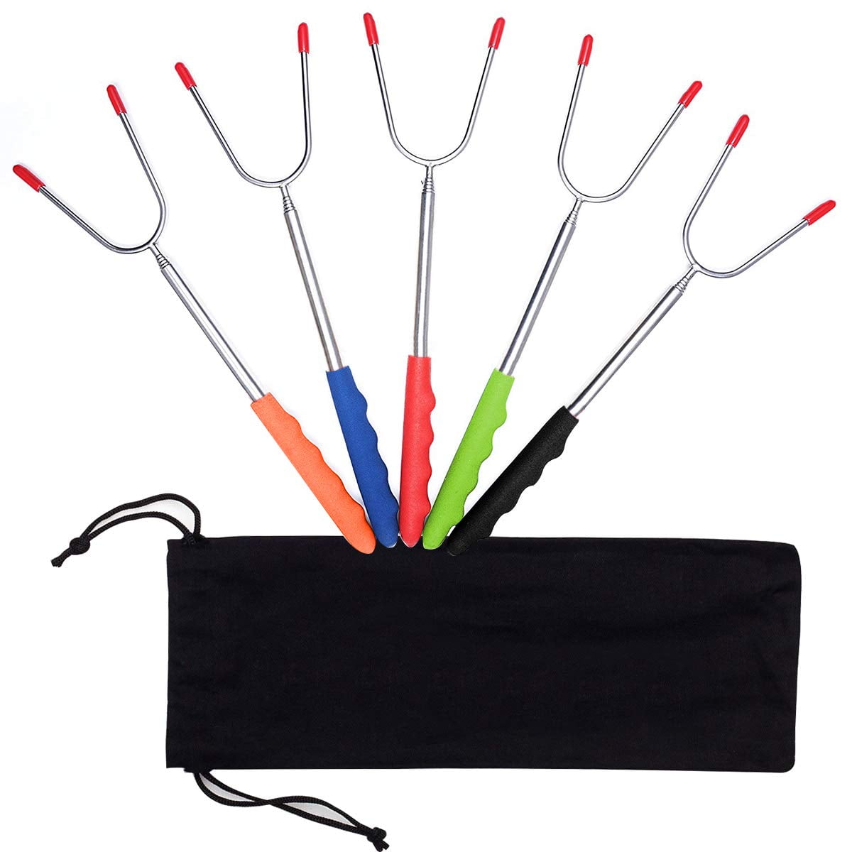 Protective Tips 5 Pack BATTLBOX Telescoping and Extendable Hot Dog and Marshmallow Roasters Great for Campfires