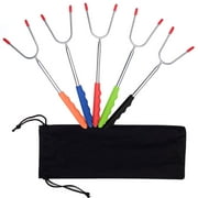 Telescoping Marshmallow Roasting Sticks | Set of 5 Camping Skewers ,Smores Sticks for Fire Pit | Hot Dog Sticks | Campfire Forks Camping Equipment Camping Gear