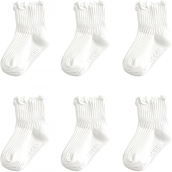 TELOLY Toddler Anti Slip Non Skid Socks Baby Little Girls Frilly Ruffle 6 Pairs