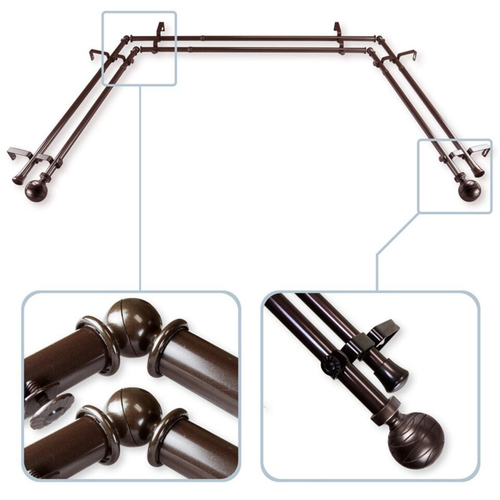 Rod Desyne Arman Bay Window Double Curtain Rod