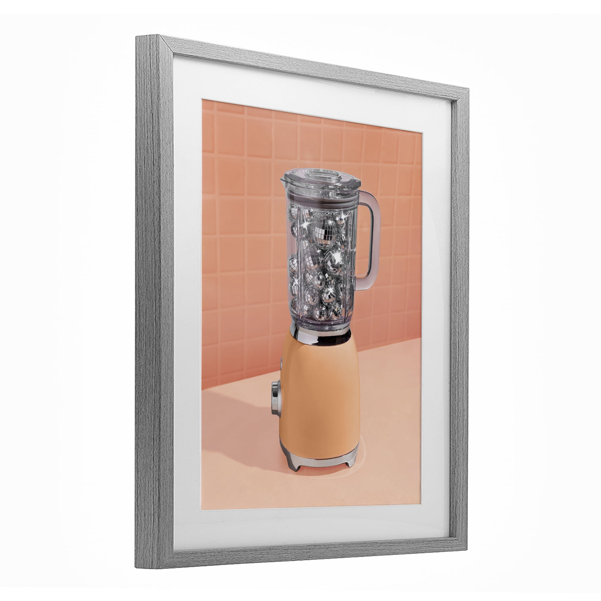 Stupell Industries Disco Drink Blender over Orange Gray Framed Print Under Glass, design by LISH Creative