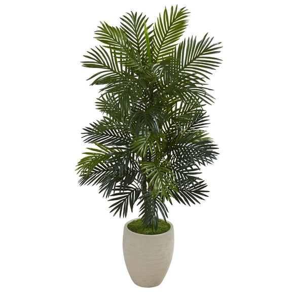 Nearly Natural 53in. Areca Palm Artificial Plant in Sand Colored Planter