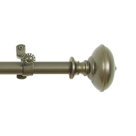 Achim Othello Buono II Decorative Curtain Rod and Finial, 28" - 48", Silver