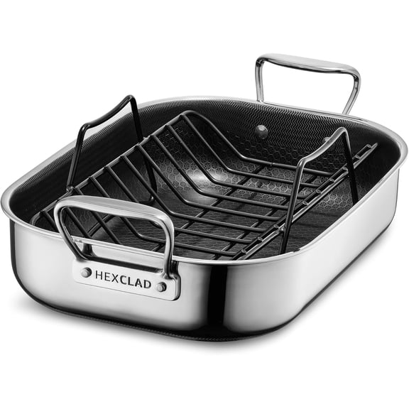 YANGLI Hybrid Nonstick Small Roasting Pan with Rack | Oven Safe to 900掳F, Dishwasher Safe & All Cooktop Compatible