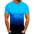 thumbnail image 4 of Muscularfit Chemises pour Hommes Bleu Manches Courtes Col Rond Dégradé T-Shirt 3TG, 4 of 5