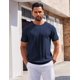 thumbnail image 2 of Jersey COOFANDY de punto de manga corta para hombre, azul marino, 2 of 6