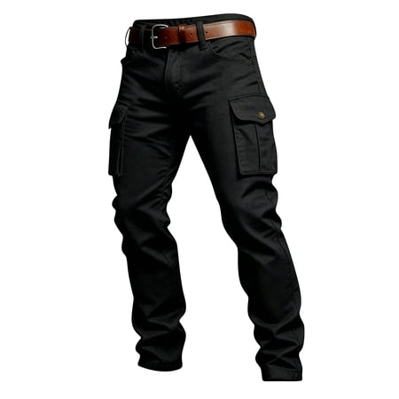 TOMVIGX Camo Cargo Pants for Men Baggy Ripstop Waterproof Tactical Pants Flexcamo Outdoor Hunting Hiking Pants Multi Pockets Black M