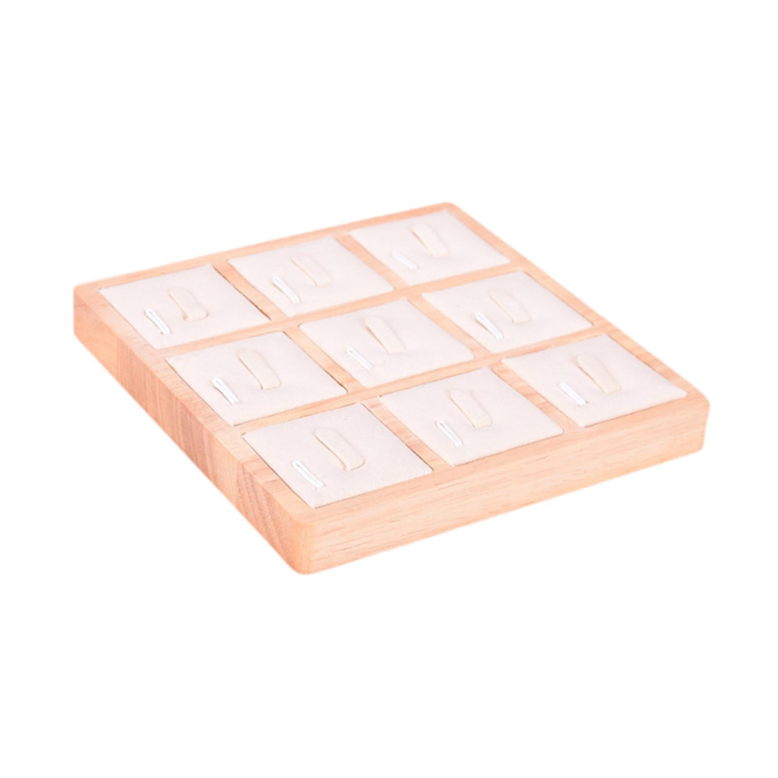 Ring Holder Tray Wooden Jewelry Display Microfiber Lining for Rings Earrings Bracelet Showcase Countertop