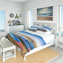 Designart 'Blue Boats Under Blue Sky' Coastal Duvet Cover Set
