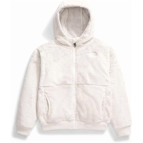The North Face Kids' Osito Full Zip Fleece Hoodie Jacket Ribbed Cuffs & Hem White Dune Size 5