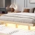 thumbnail image 4 of PORKISS Floating Bed Frame, Queen Size Wood Bed Frame with LED Lights, Modern Floating Bed, Easy to Assemble, Natural, 4 of 9