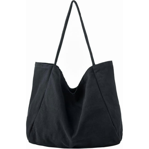 mirlewaiy Canvas Tote Bag for Women, Large Hobo Shoulder Bag for Work, Travel, and Casual Use-0-black
