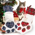 thumbnail image 2 of OurWarm Christmas Socks Red Blue Plaid Dogs Paw Stockings Sacks Hanging New Year Kids Gifts Christmas Party Decoration 46x28cm, 2 of 4