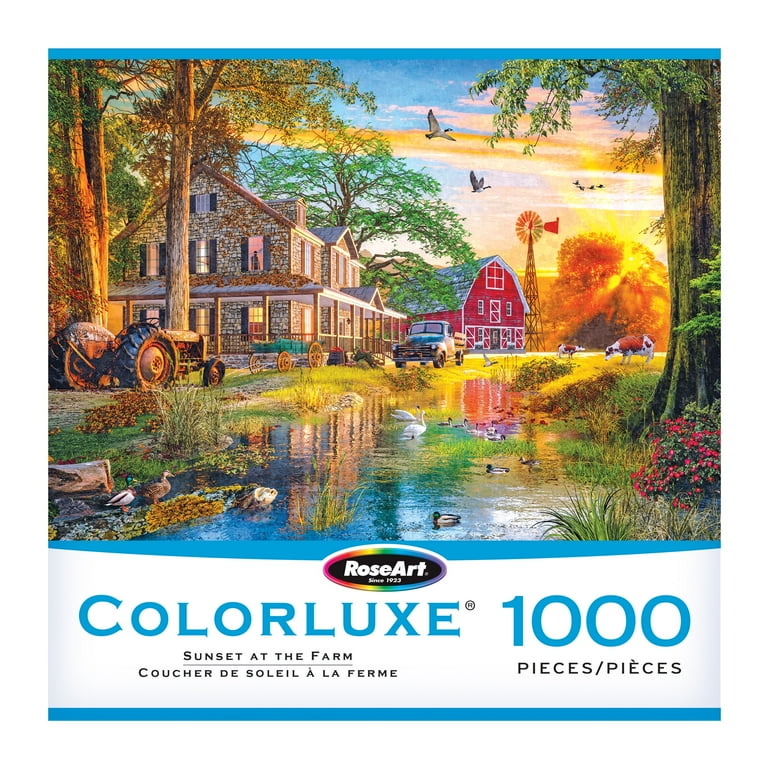 RoseArt Colorluxe 1000-Piece Sunset at the Farm Adult Interlocking