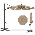 thumbnail image 3 of Best Choice Products 10ft 360-Degree Solar LED Lit Cantilever Patio Umbrella, Outdoor Hanging Shade - Tan, 3 of 9