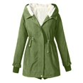 thumbnail image 1 of WEIYLL Womens Fleece Jackets Warm Solid Color Hooded Zipper Pockets Army Green Fall Tops Size 2XL, 1 of 4