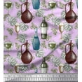 thumbnail image 1 of Soimoi Georgette Viscose Fabric Wine Bottle,Leaves & Grapes Fruits Fabric Prints By Yard 42 Inch Wide, 1 of 1
