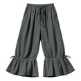 thumbnail image 5 of YYV Summer Outfits for Women 2026 Drawstring Waist Cropped Pants with Ruffle Hem Ankle Trousers with Pockets Casual Wear Dark Gray S, 5 of 9