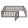 thumbnail image 5 of Full Size Floor Bed with Fence and Door for Kids Teens Adults, Solid Wood Floor Bed Frame for Bedrooms, Walnut, 5 of 9