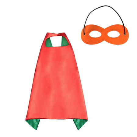 Muka Kids Superhero or Princess Cape and Mask Set Halloween Costume, 27.5 In-Green/Red-1 pcs