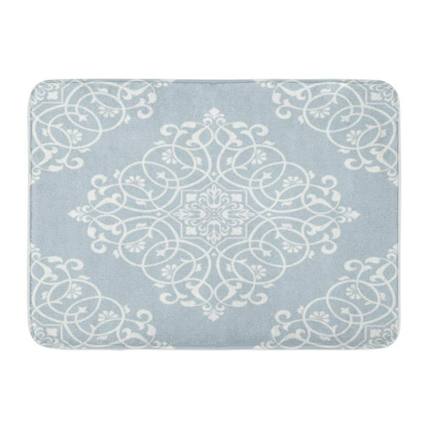 LADDKE Flower Floral Pattern Baroque Damask Blue and White Victorian Doormat Floor Rug Bath Mat