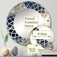 thumbnail image 3 of Designart "Rich Dark Blue and Gold Abstract X" Abstract Round Wall Mirror - Modern Oval Printed Decorative Oversized Mirror - Multiple Color Options, 3 of 4