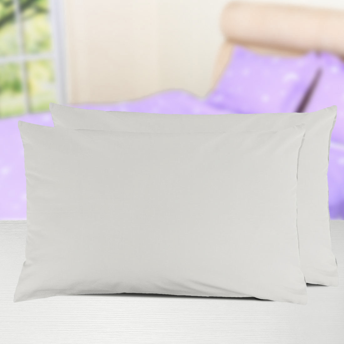 Unique Bargains Pillowcases 2-Piece Egyptian Cotton Pillow Cover Light Gray King